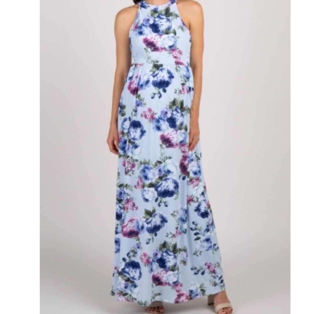 Pinkblush Maternity Blue Floral Maxi Dress